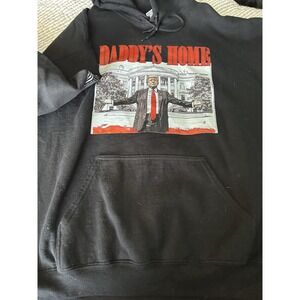 Gilman  DADDYS HOME President Trump Hooded Sweat Grey Heavy XL Fun Political Sat